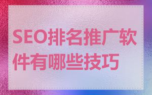 SEO排名推广软件有哪些技巧