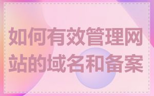 如何有效管理网站的域名和备案