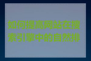 如何提高网站在搜索引擎中的自然排名