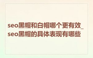 seo黑帽和白帽哪个更有效_seo黑帽的具体表现有哪些