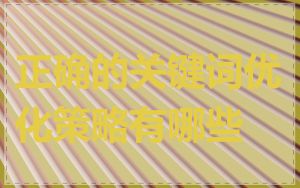 正确的关键词优化策略有哪些