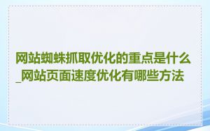 网站蜘蛛抓取优化的重点是什么_网站页面速度优化有哪些方法