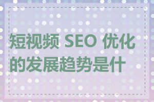 短视频 SEO 优化的发展趋势是什么