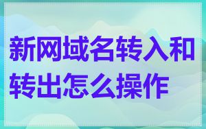 新网域名转入和转出怎么操作