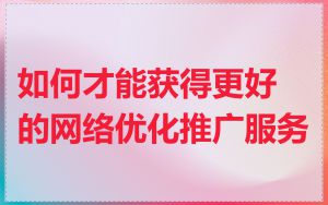 如何才能获得更好的网络优化推广服务
