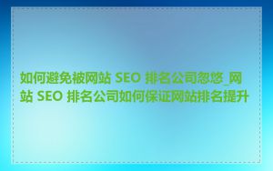 如何避免被网站 SEO 排名公司忽悠_网站 SEO 排名公司如何保证网站排名提升