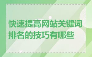 快速提高网站关键词排名的技巧有哪些