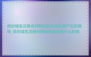 低价域名注册会对网站的未来发展产生影响吗_低价域名注册对网站的备案有什么影响
