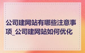 公司建网站有哪些注意事项_公司建网站如何优化