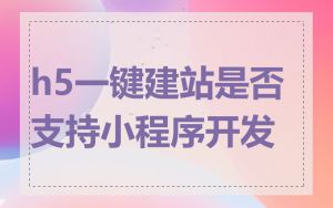 h5一键建站是否支持小程序开发