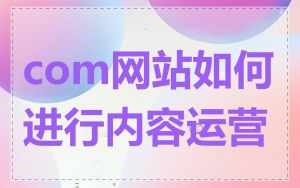 com网站如何进行内容运营
