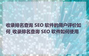 收录排名查询 SEO 软件的用户评价如何_收录排名查询 SEO 软件如何使用