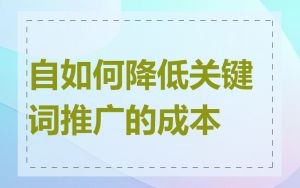 自如何降低关键词推广的成本