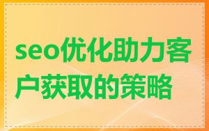 seo优化助力客户获取的策略