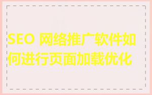 SEO 网络推广软件如何进行页面加载优化