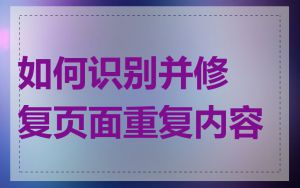 如何识别并修复页面重复内容