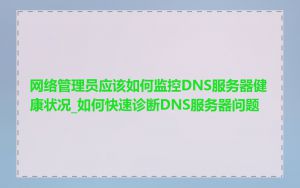 网络管理员应该如何监控DNS服务器健康状况_如何快速诊断DNS服务器问题