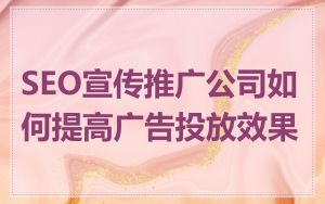 SEO宣传推广公司如何提高广告投放效果