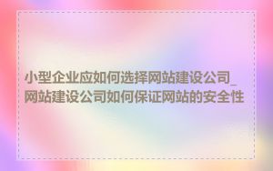 小型企业应如何选择网站建设公司_网站建设公司如何保证网站的安全性