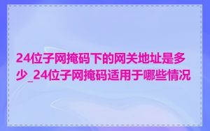 24位子网掩码下的网关地址是多少_24位子网掩码适用于哪些情况