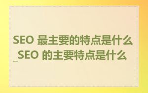 SEO 最主要的特点是什么_SEO 的主要特点是什么