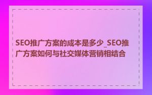 SEO推广方案的成本是多少_SEO推广方案如何与社交媒体营销相结合
