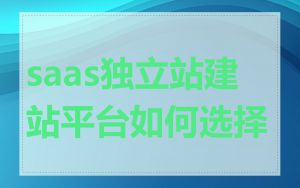 saas独立站建站平台如何选择