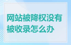 网站被降权没有被收录怎么办