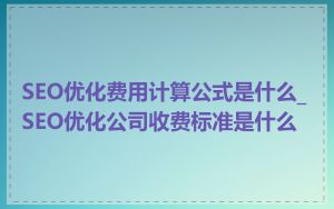 SEO优化费用计算公式是什么_SEO优化公司收费标准是什么