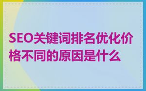 SEO关键词排名优化价格不同的原因是什么