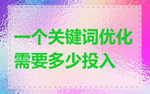 一个关键词优化需要多少投入