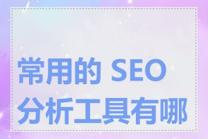常用的 SEO 分析工具有哪些
