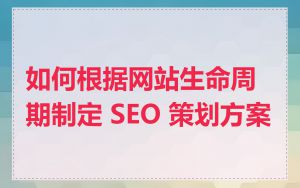 如何根据网站生命周期制定 SEO 策划方案