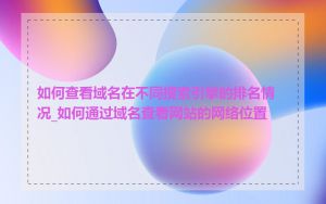 如何查看域名在不同搜索引擎的排名情况_如何通过域名查看网站的网络位置