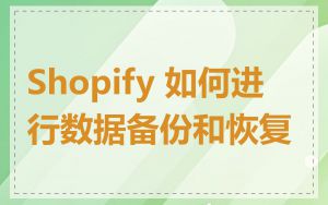 Shopify 如何进行数据备份和恢复