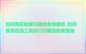 如何购买批量归属地查询服务_如何使用在线工具进行归属地批量查询