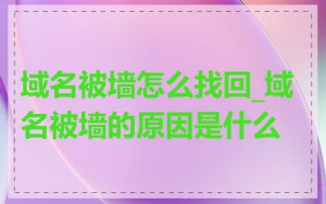 域名被墙怎么找回_域名被墙的原因是什么