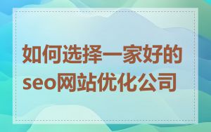 如何选择一家好的seo网站优化公司