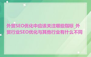 外贸SEO优化中应该关注哪些指标_外贸行业SEO优化与其他行业有什么不同