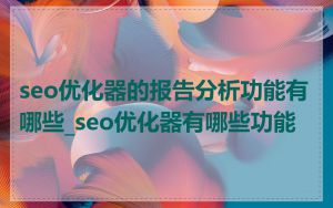 seo优化器的报告分析功能有哪些_seo优化器有哪些功能