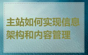 主站如何实现信息架构和内容管理