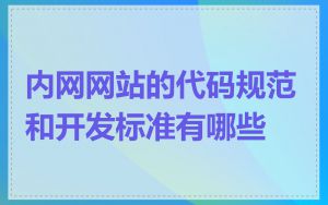 内网网站的代码规范和开发标准有哪些