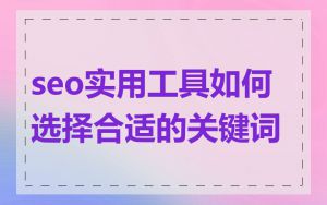 seo实用工具如何选择合适的关键词