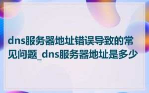 dns服务器地址错误导致的常见问题_dns服务器地址是多少