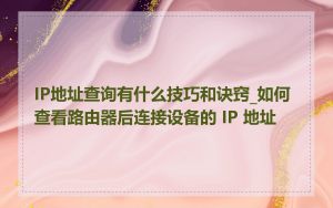 IP地址查询有什么技巧和诀窍_如何查看路由器后连接设备的 IP 地址