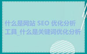 什么是网站 SEO 优化分析工具_什么是关键词优化分析