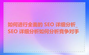 如何进行全面的 SEO 详细分析_SEO 详细分析如何分析竞争对手