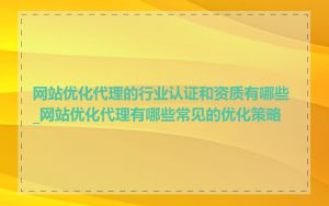 网站优化代理的行业认证和资质有哪些_网站优化代理有哪些常见的优化策略