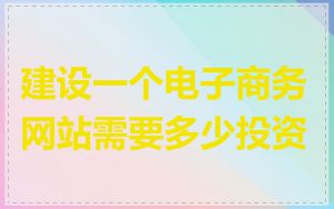 建设一个电子商务网站需要多少投资