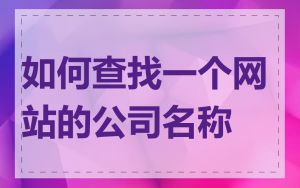 如何查找一个网站的公司名称